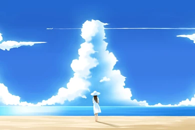 Clouds Anime Skyscapes Anime Girls Beaches Wallpapers
