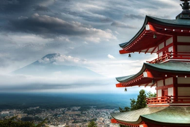 Mount Fuji Temple Wide Wallpapers