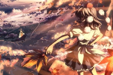 Wallpapers Autumn, Leaves, Girl, Clouds, Touhou Desktop Wallpapers ...