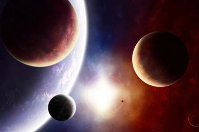 Planet Satellites Light Sun Star Space Paint HD Wallpapers