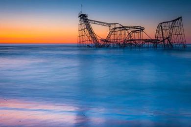 Roller Coaster Ocean Beach Sunset Wallpapers