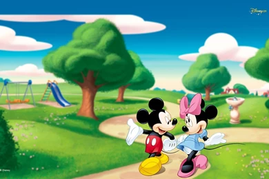 Cartoon Wallpapers Of Mickey Mouse With Minnie Mouse On Blue ...