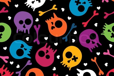 Wallpapers With Funny Colored Skulls And Hearts. Seamless ...