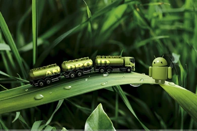 Android Truck On Green Leave Wallpapers
