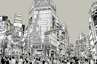 Shibuya Crossing Coloured By Fatlittlenick On DeviantArt