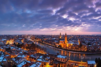 Verona Along The Adige River, Italy (© Franco Cogoli/4Corners ...