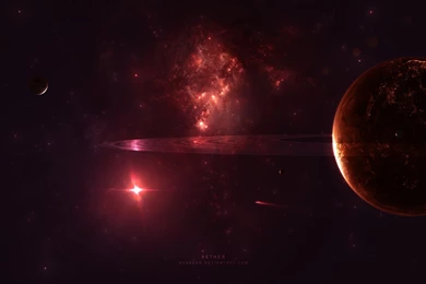 Outer Space Red Lights Planets Nebulae Rings DeviantART Bright ...