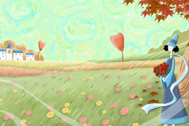 Waiting In A Bouquet Of Flower, Long Scarf Flying With Wind, When ...