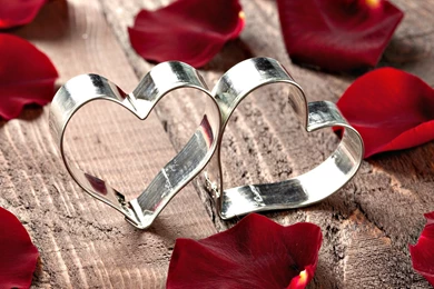 Silver Hearts And Rose Petals Wallpapers