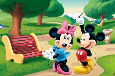Mickey Mouse And Minnie Mouse In The Park Desktop Wallpapers Hd ...