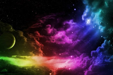 Blue,green Green Blue Outer Space Red Colorful Stars Yellow Pink ...