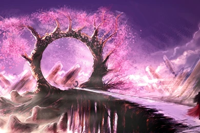 Tree Ring Arch, Pink, Leaves, Rocks, Girl, Art Pictures Wallpapers ...