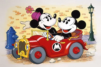 Mickey And Minnie Mouse Driving A Car Cartoon Wallpapers ...