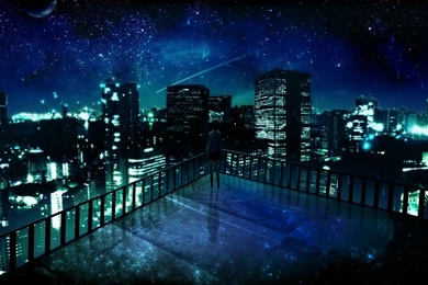 Black Blue Light In The Night – Anime Other HD Desktop Wallpapers