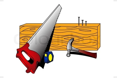 Saw, Gavel, Nail, Tree, Straightedge On White Backgrounds ...