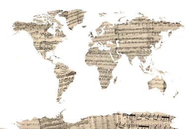 Old Music Sheet World Map   Wall Mural & Photo Wallpapers   Photowall