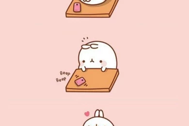 Molang Texting Kawaii Phone Wallpapers