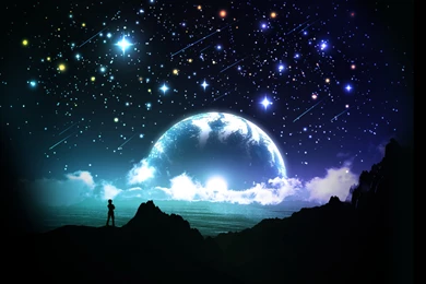 Original Clouds Landscape Moon Original Scenic Sky Stars Water Y k ...