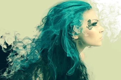 Woman Turquoise Hair Looking Wallpapers