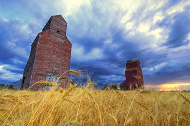 A47E3A Color Wallpapers: Prairie Sunset Grain Elevator Nature ...