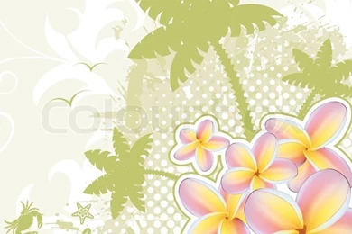 Summer Backgrounds With Palm Tree And Plumeria, Vector Illustration ...