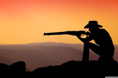 Cowboy Shooting In The Sunset HD Desktop Wallpapers : Widescreen ...