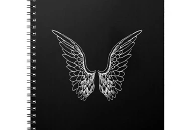 White Angel Wings On Black Backgrounds Spiral Notebook