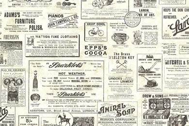 CTR64271 Cream Vintage Newspaper  Adamstown  By Chesapeake Wallpapers