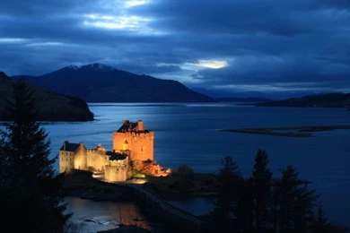 Wallpapers Scottish Castles Clouds Sea Hills Scotland Nightlights ...