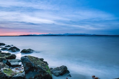 Mountain Lake Rocks Sunset 4K Ultra HD Desktop Wallpapers   New ...