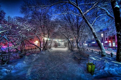 COLORFUL WINTER NIGHT WALLPAPER   (