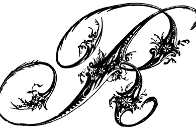 R, Ornamental Script