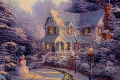 THOMAS KINKADE WINTER WALLPAPER   (