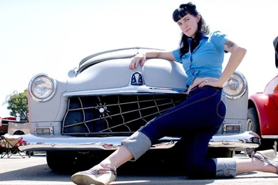 Cute Pin Up Girl Loves Cars