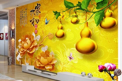 Free Shipping Latest Gourd Family And Wealth Wallpapers Murals TV ...