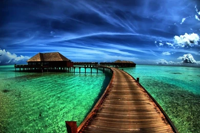 Wooden Bridge Over Sea Green Water   Free Stock Photo And Wallpapers