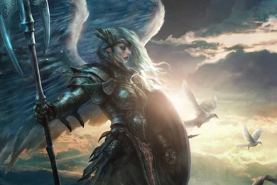 Girl Angel Arms Wings Art Warrior Wallpapers