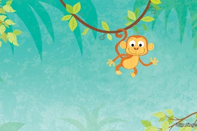 Funny Cartoon Monkey Hanging On The Tree Wallpapers Hd