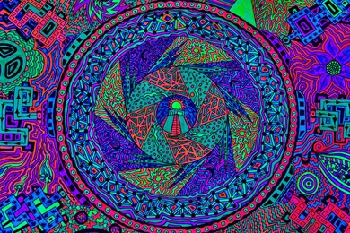 One Of My Old Drawing In Black Light. Have A Look! [OC] : Heavymind