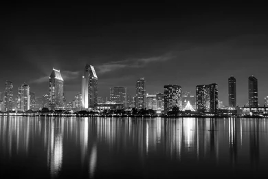 Travel & World Black And White San Diego Skyline Wallpaper. Black ...