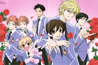Ouran High School Host Club Series Males Anime Group Girl Roses ...
