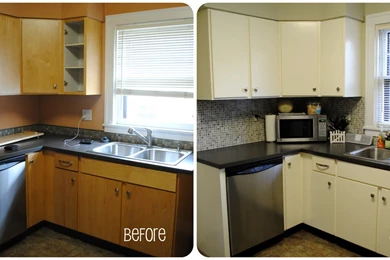 Painted Kitchen Cabinets Before And After Painting Kitchen ...