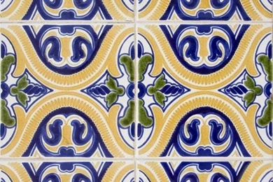 Colorful Yellow Green Blue Spanish Pattern Tile Wallpapers