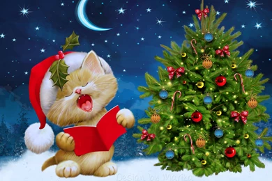 Download Wallpapers 3840x2160 New Year, Christmas, Cat, Card 4K ...