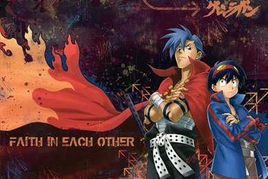 Wallpapers Boy Black Kamina And Simon Gurren Lagann 1600x1200 ...