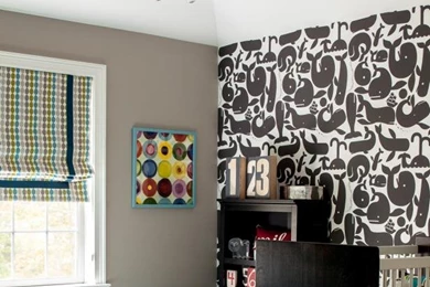 Nursery With Midcentury Chandelier