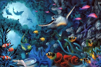 Life Under Water, Ocean, Turtle, Fish, Clownfish, Butterflyfish ...