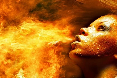 Wallpapers Fire Girl Breathing 1024x768