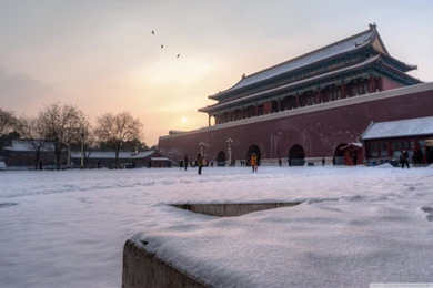 Snowy Morning At The Forbidden City HD Desktop Wallpapers : High ...