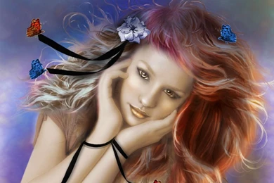 Girl With Butterfly   (